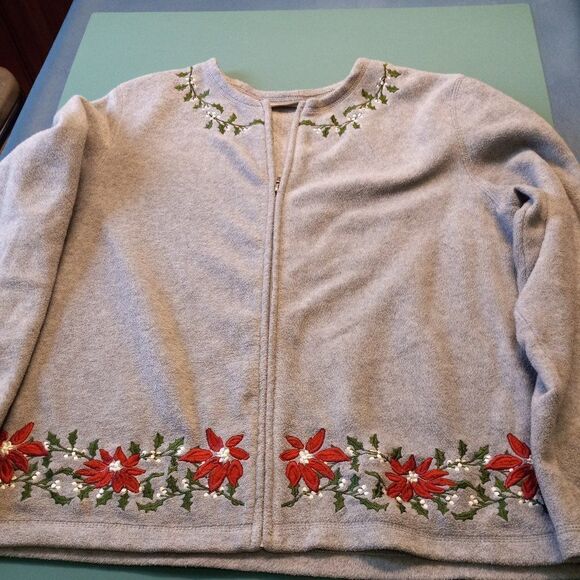 Croft & Barrow Christmas Holly Granny Chic, Cottage Core Sweater - Picture 1 of 5
